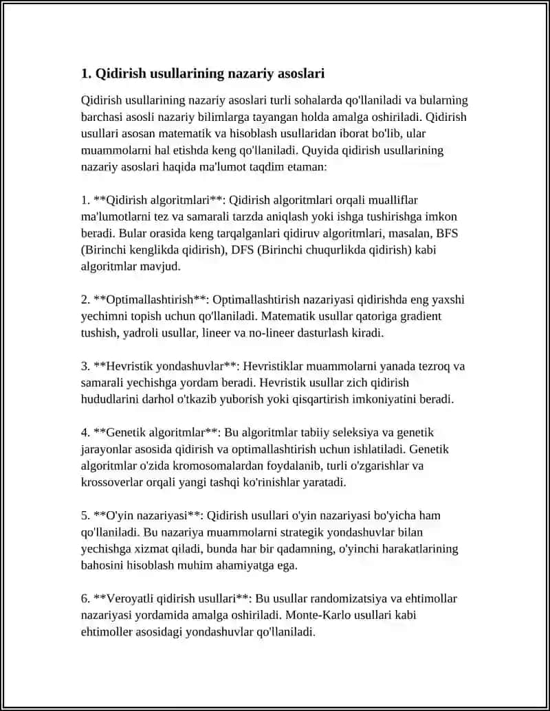 QIDIRISH USULLARI SAMARADORLIGI VA OPTIMALLASHTIRISH 3