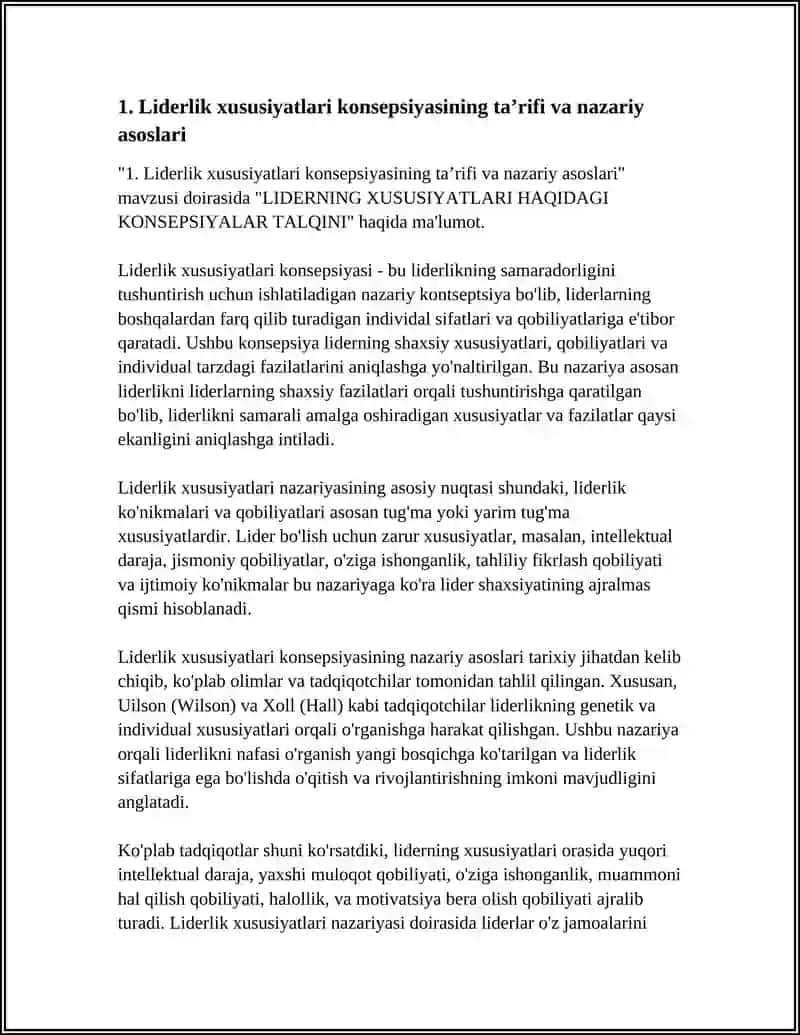 LIDERNING XUSUSIYATLARI HAQIDAGI KONSEPSIYALAR TALQINI 3