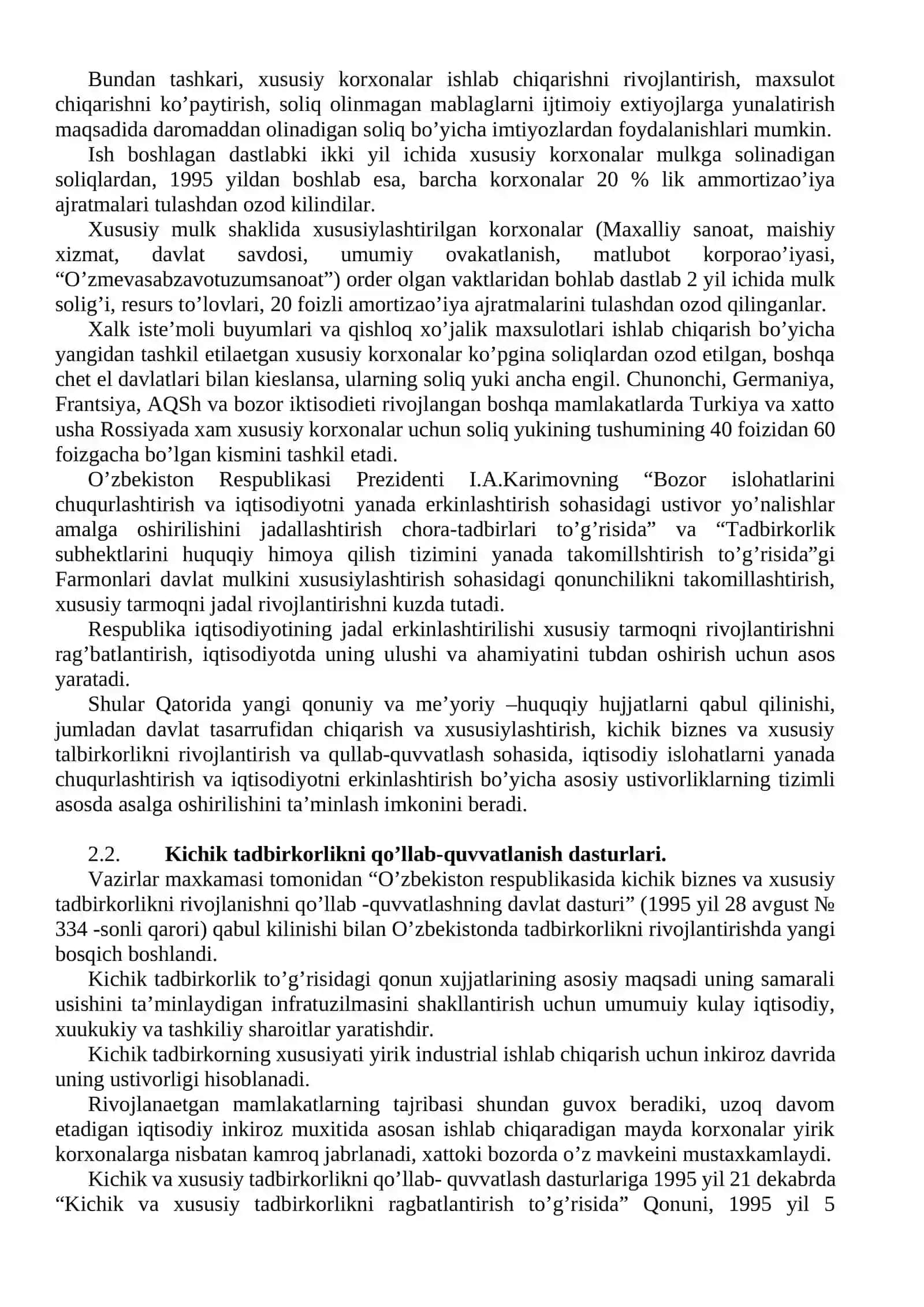 Tadbirkorlikning davlat tomonidan qo’llab-quvvatlanishi va boshqarilishi 3