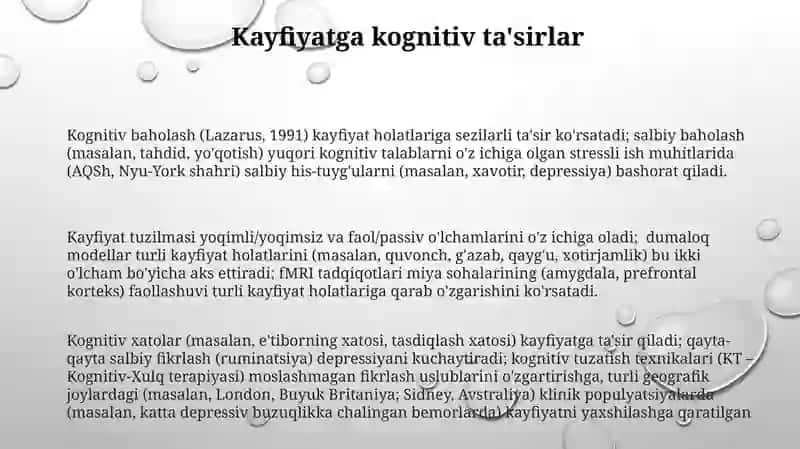 Kayfiyatning umumiy tavsifi va unimg tuzilishi 3