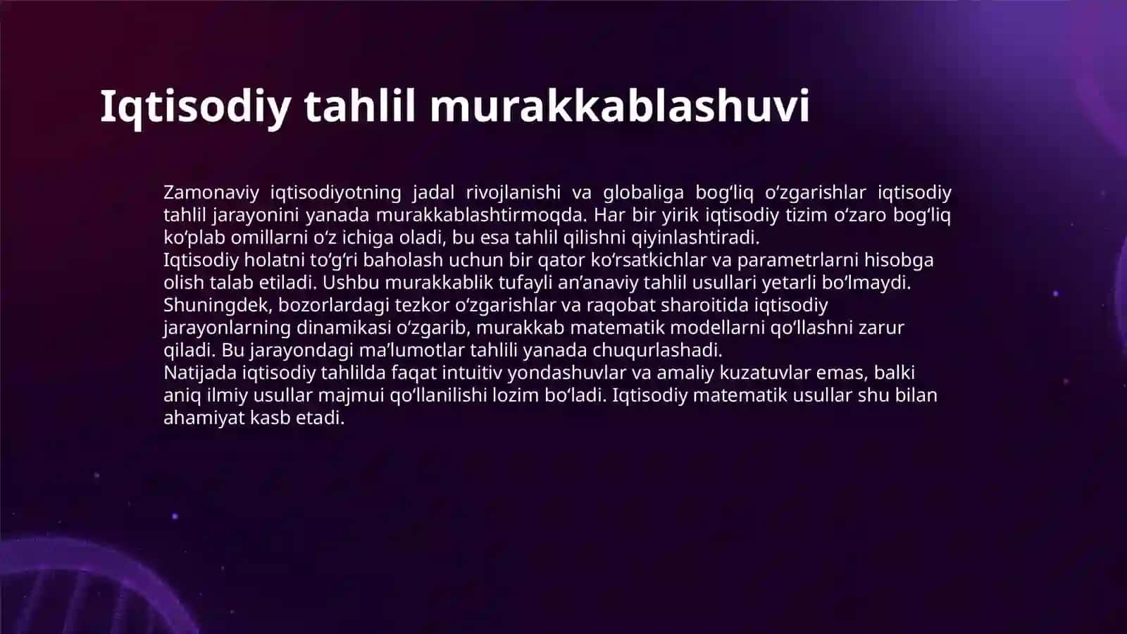 IQTISODIY TAHLILDA IQTISODIY MATEMATIK USULLARNI QO'LLASHNING ZARURIYATI 3