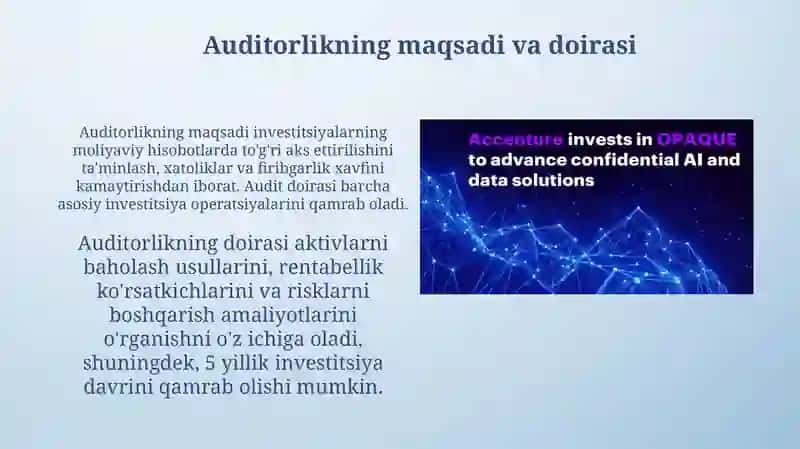 Uzoq muddatli investitsiyalar auditi 3