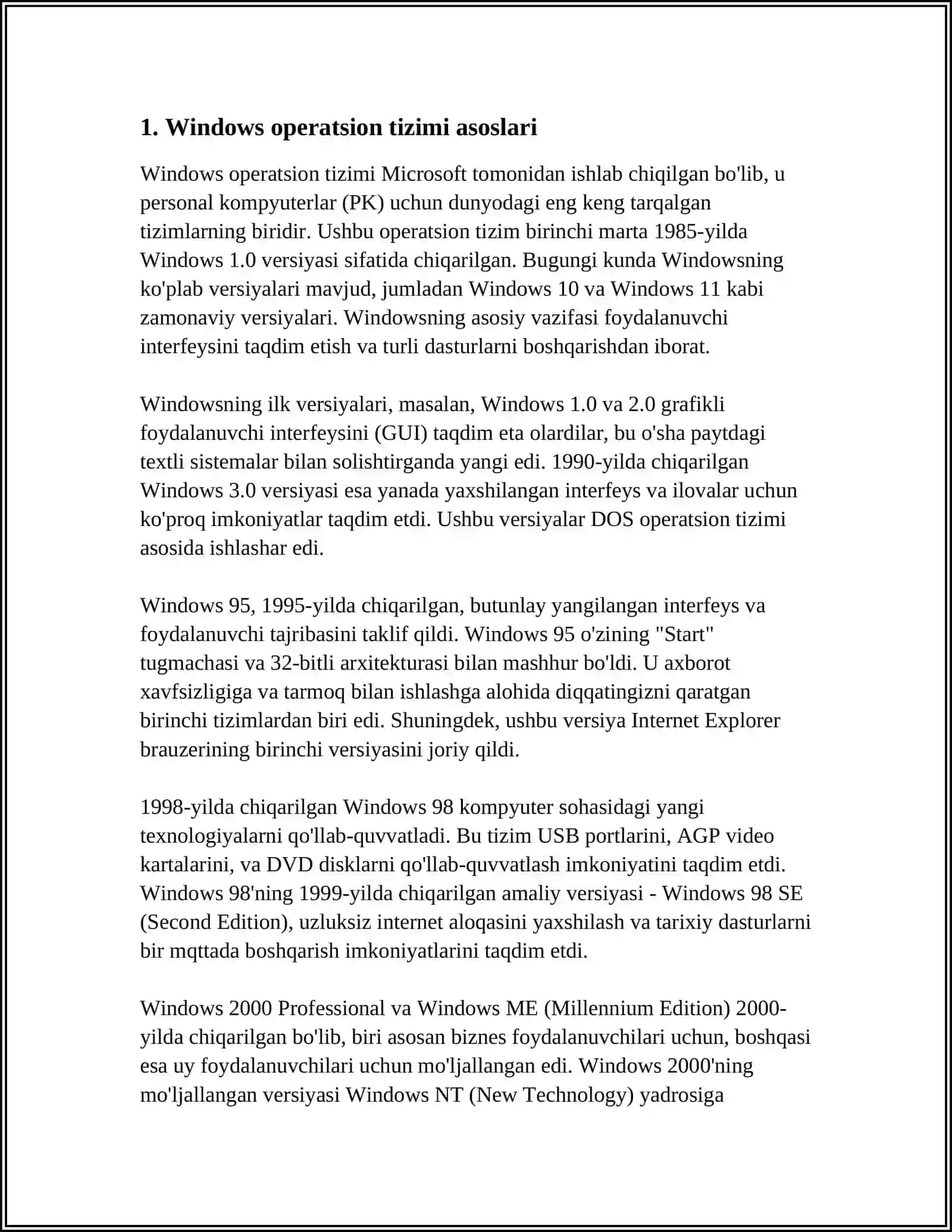 WINDOWS OPERATSION TIZIMINI BLOKNOT VA WORDPAD MATN MUHARRIRLARI 3