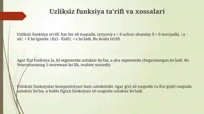 Tekis uzluksizlik. Kantor teoremasi 3