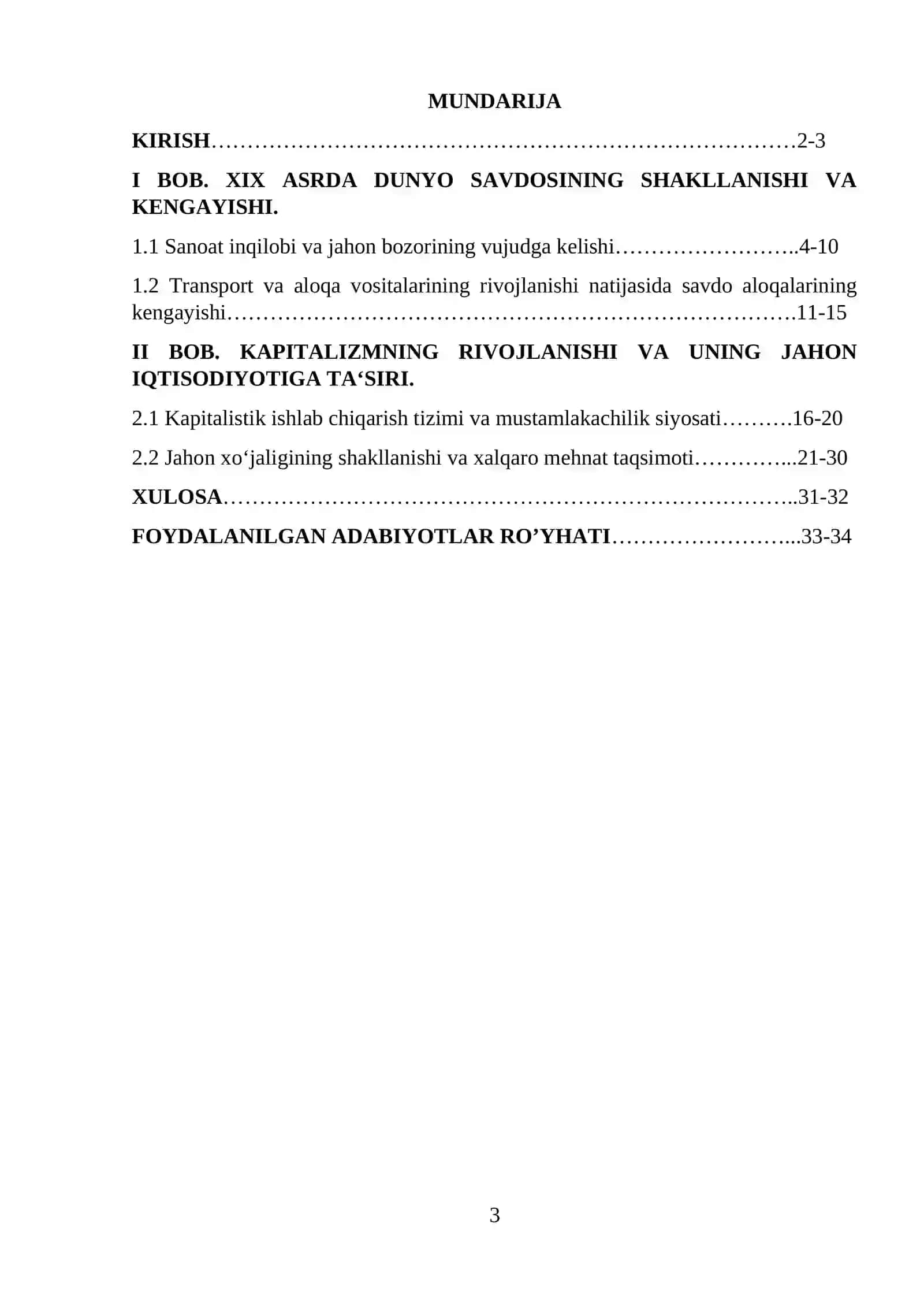 XIX asrda dunyo savdosining kengayishi va kapitalizmning rivoji 3