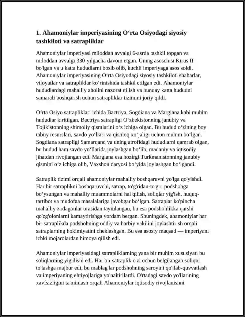AHAMONIYLAR VA ALEKSANDR MAKEDONSKIY YURISHLARI DAVRIDA OʻRTA OSIYO 3