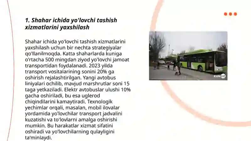 Avtamabil transportida yolovchilarni tashish sistemasini rivojlantirish 3