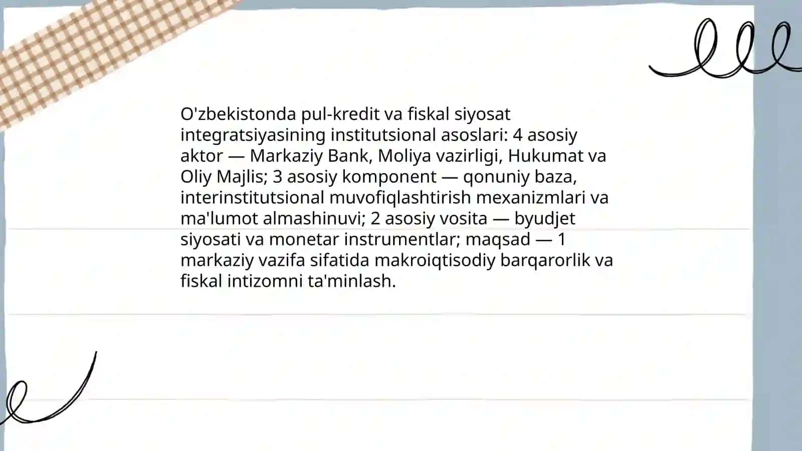O'zbekistonda pul-kredit va fiskal siyosat integratsiyasining institutsional asoslari 3