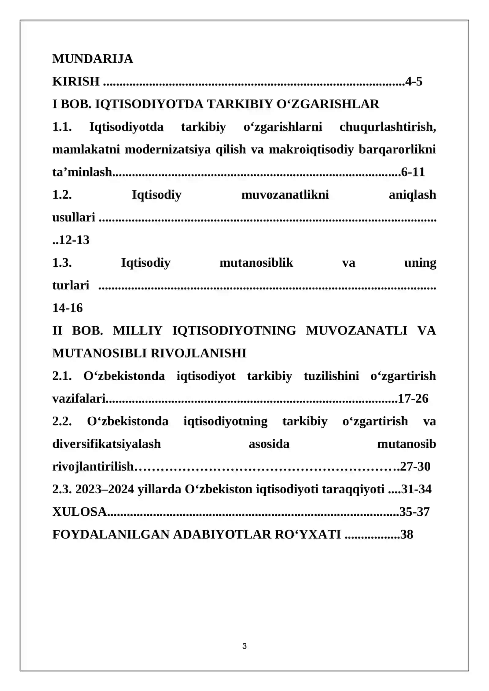Iqtisodiyotdagi tarkibiy o`zgarishlar va uning iqtisodiy muvozanatga ta`siri 3
