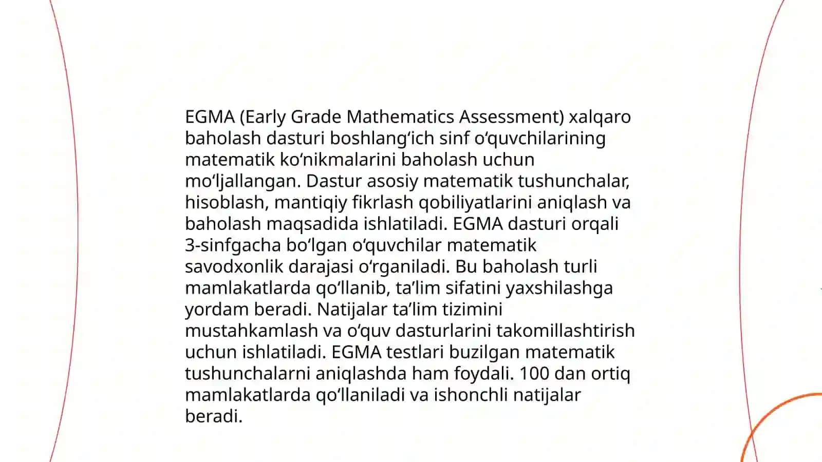 EGMA (Early Grade Mathematics Assessment) xalqaro baholash dasturi 3