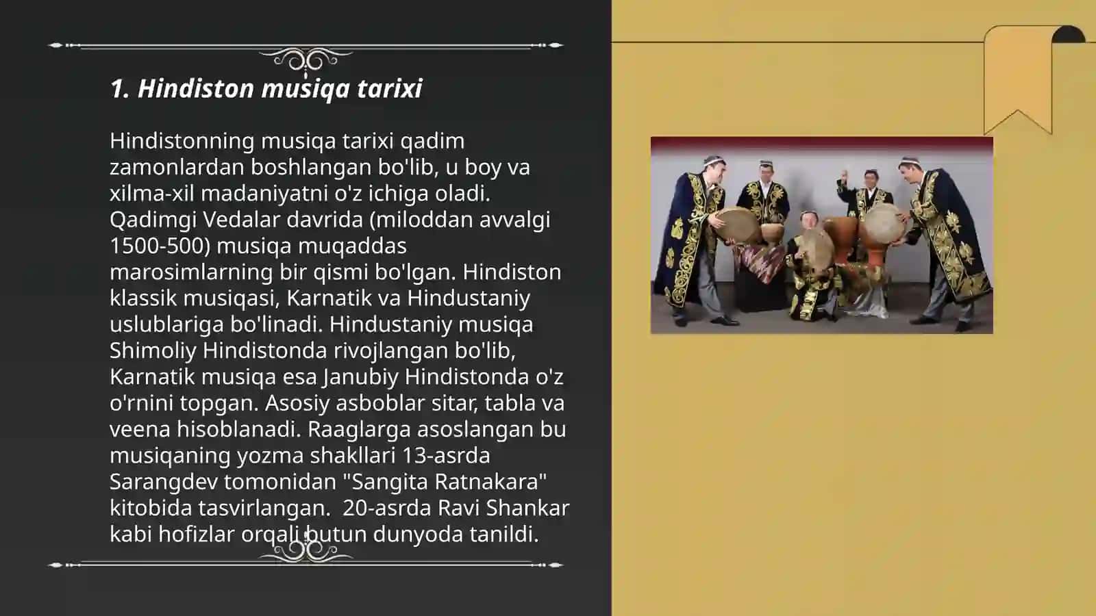 Hindiston musiqa madaniyati. Hind Ragalari va Cholg'ulari 3