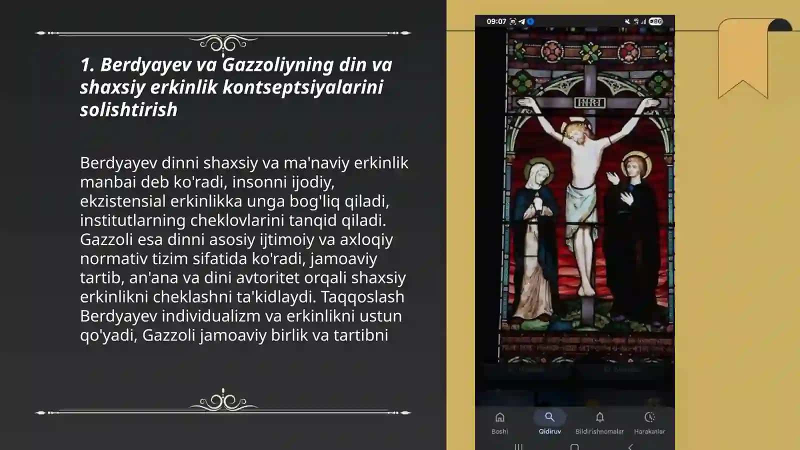 Din va hurfikirlik (Berdyayevning shu mavzudagi goyalarini Gazzoliyniki bilan qiyoslash 3
