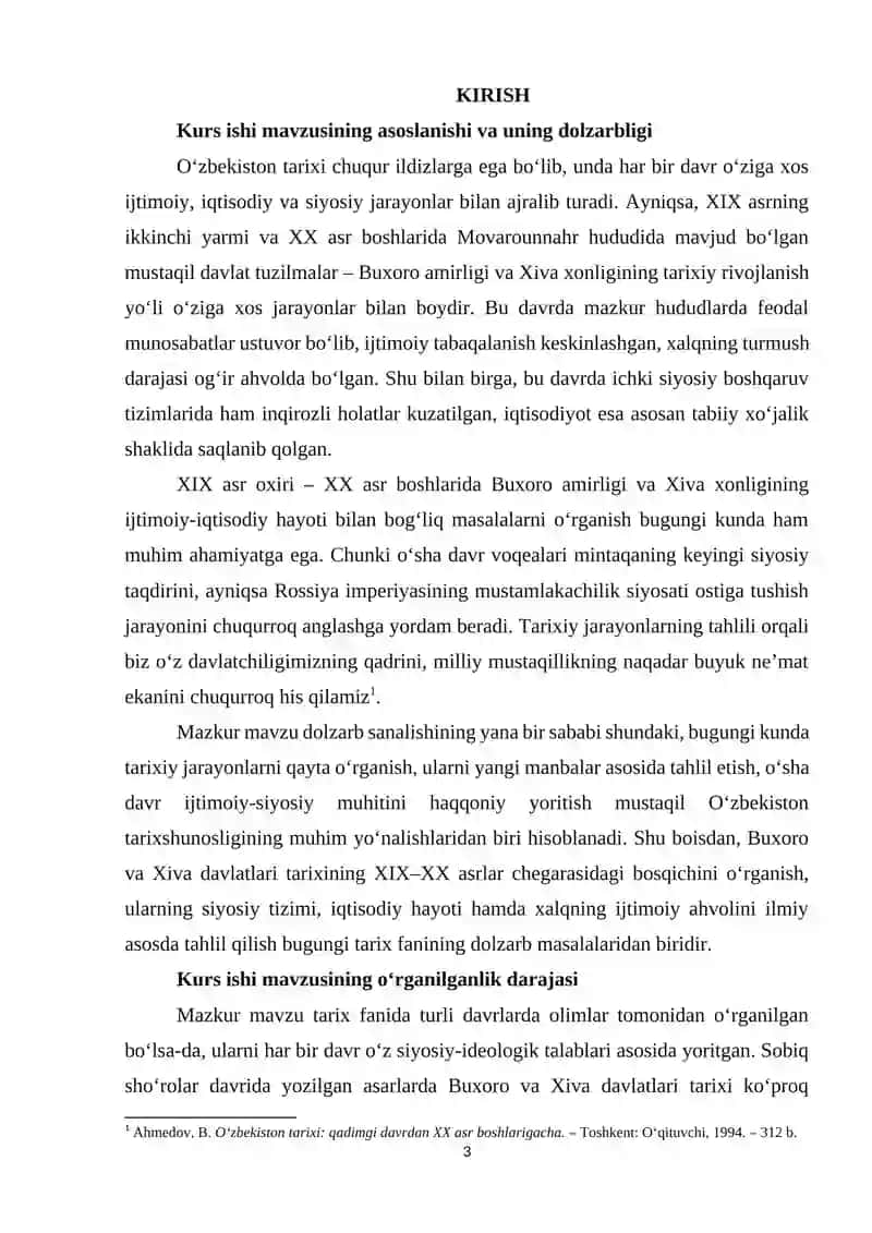 XIX asr oxiri XX asr boshlarida Buxoro amirligi va Xiva xonligida ijtimoiy-iqtisodiy va siyosiy hayot 3