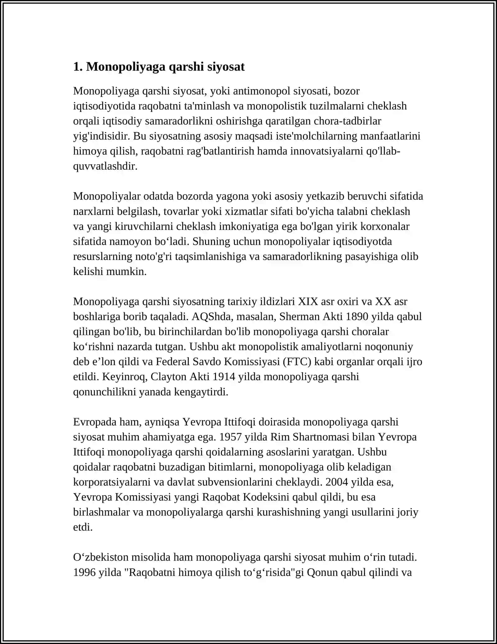 MANAPOLYANI TARTIBGA SOLISH VA ADOLATLI RAQOBATNI TA'MINLASH SIYOSATI 3