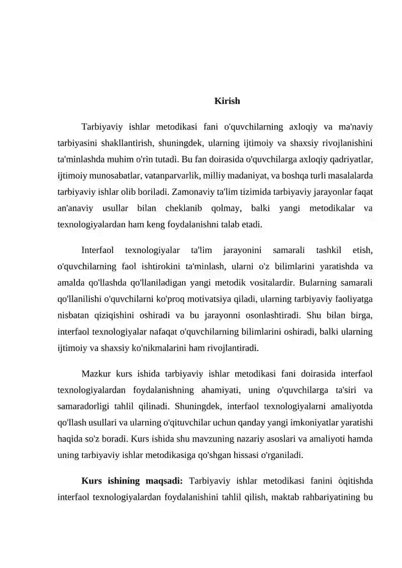 TARBIYAVIY ISHLAR METODIKASI FANINI O’QITISHDA INTERFAOL TEXNOLOGIYALARDAN FOYDALANISH 3