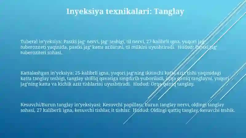 Tuberal ogʻriqsizlantirish. palatinal ogʻriqsizlantirish 3