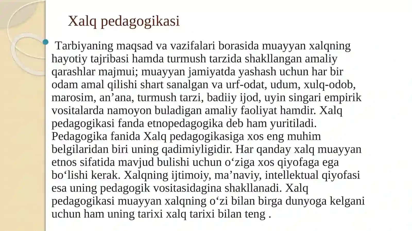 Xalq pedagogikasi fanining maqsadi, vazifalari va mazmuni 3