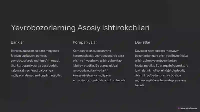 Yevrobozorlar: Kelib chiqishi va amaliyotlari 3