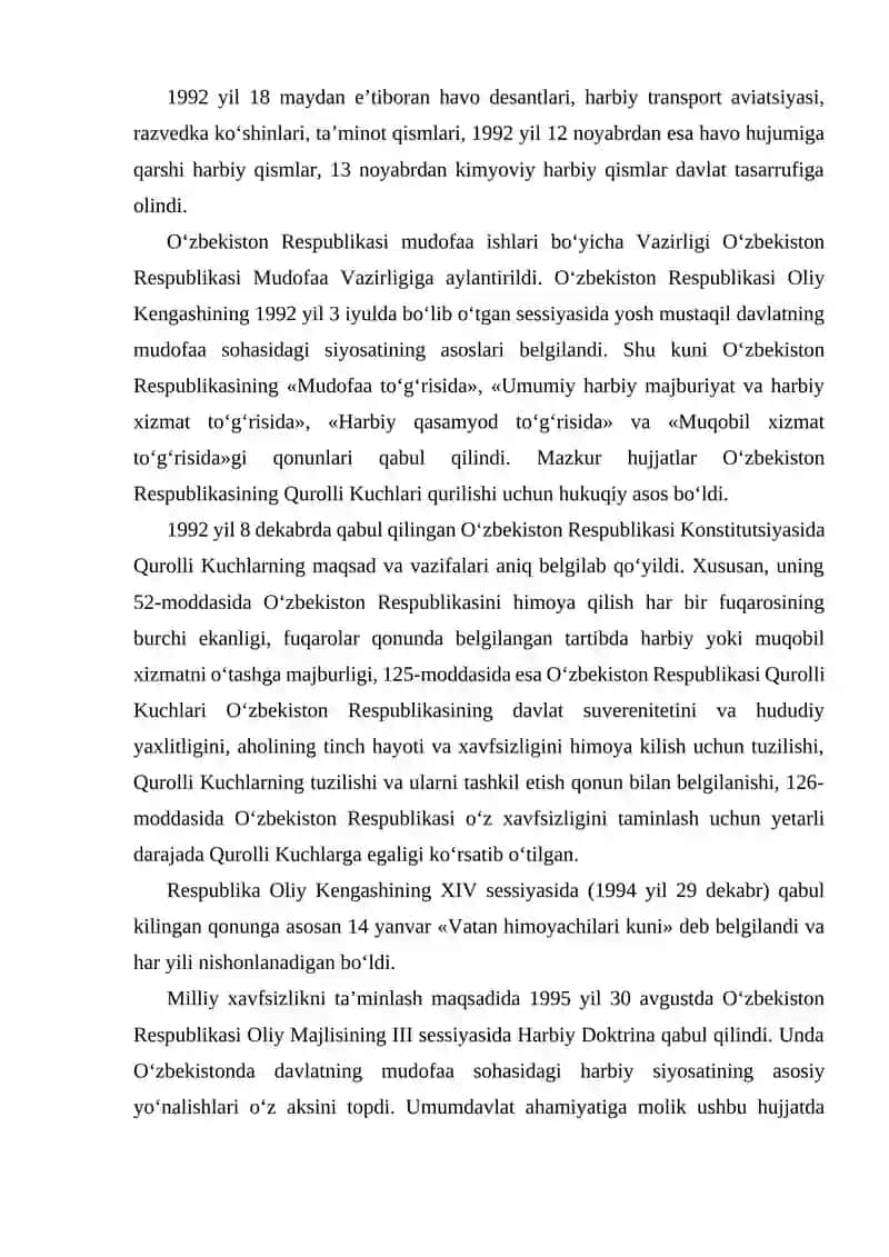 Qurolli Kuchlar huquqiy asoslarining yaratilishi 3