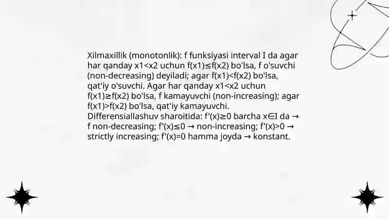 Xilmaxillik (monotonlik) tushunchasi va asosiy ta'riflar 3