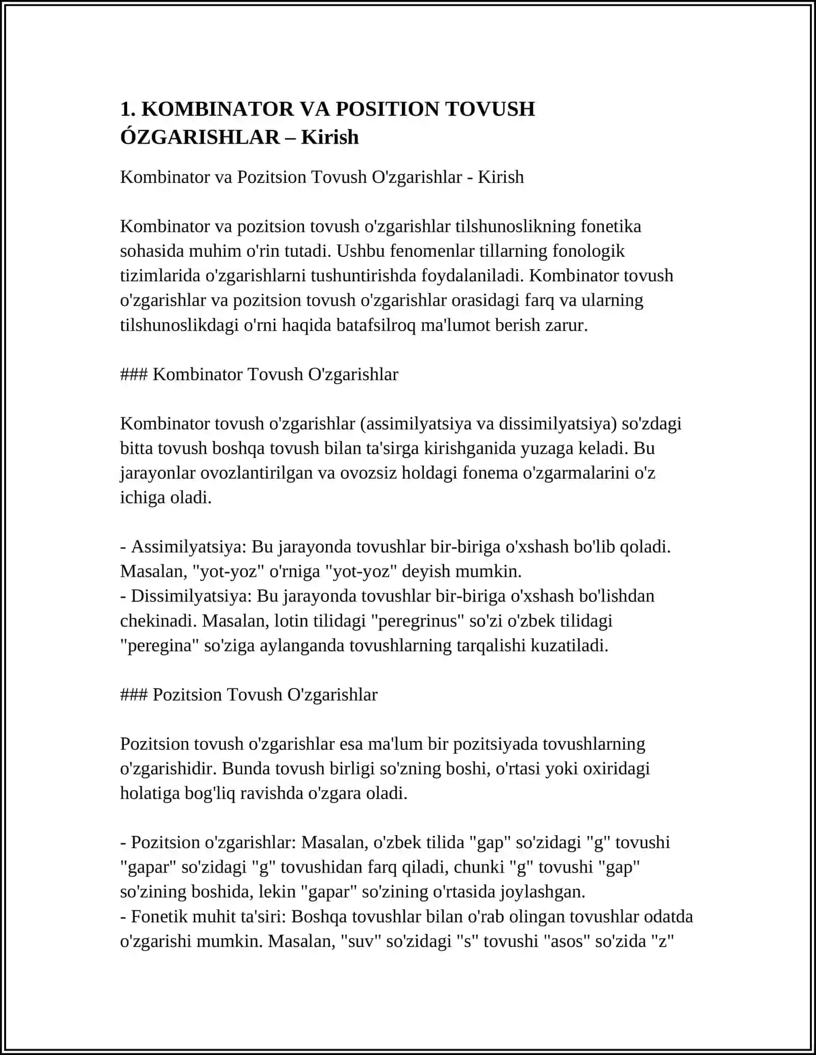 KOMBINATOR VA POSITION TOVUSH ÓZGARISHLAR 3