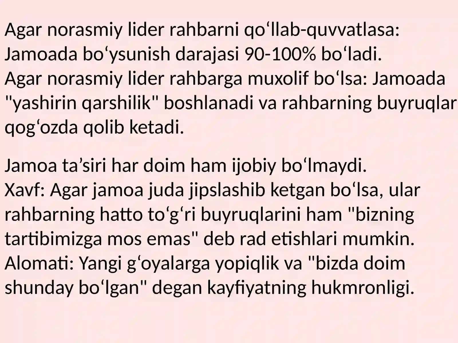 Rahbarga bòysunishda jamoa ta'siri 3