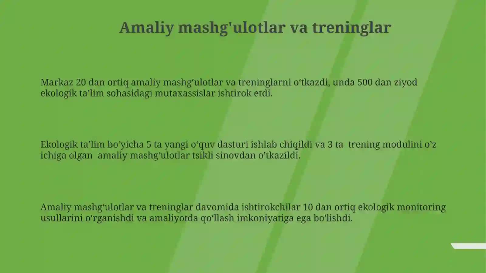 Ekologik ta'lim sohasidagi rivojlanish markazining faoliyati 3