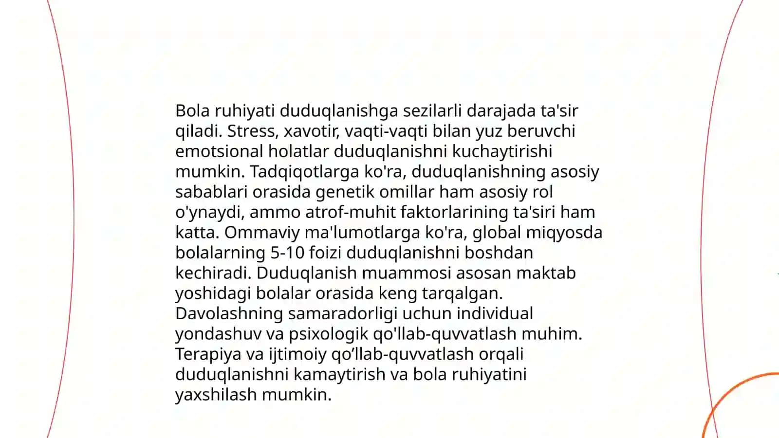 Duduqlanishga duchor bo'lgan bolaga psixologik yordam ko'rsatish 3