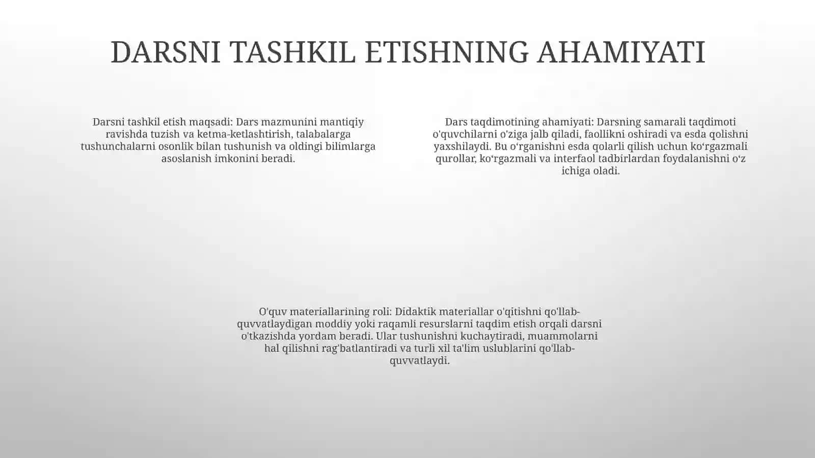 Darsni Tashkil Qilish Ko'Rgazmalilik Hamda Didaktik Materiallar Tayyorlash 3