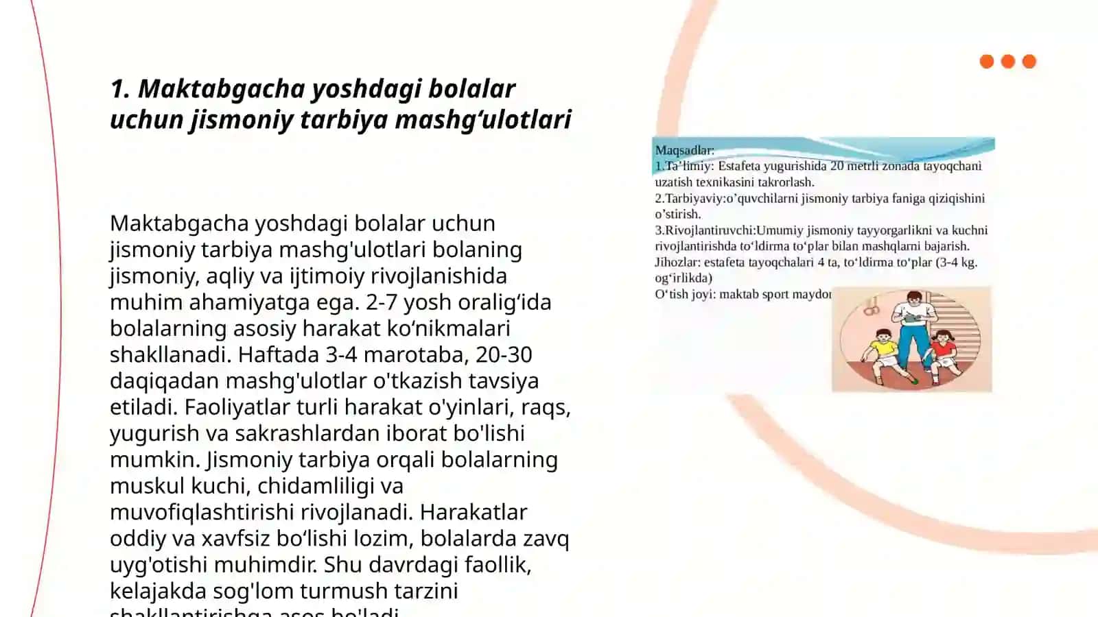 Maktabgacha yoshdagi bolalar uchun jismoniy tarbiya mashg'ulotlari 3