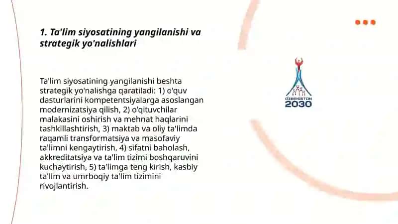 O'zbekiston taraqqiyot strategiyasida ta’lim islohotlari 3