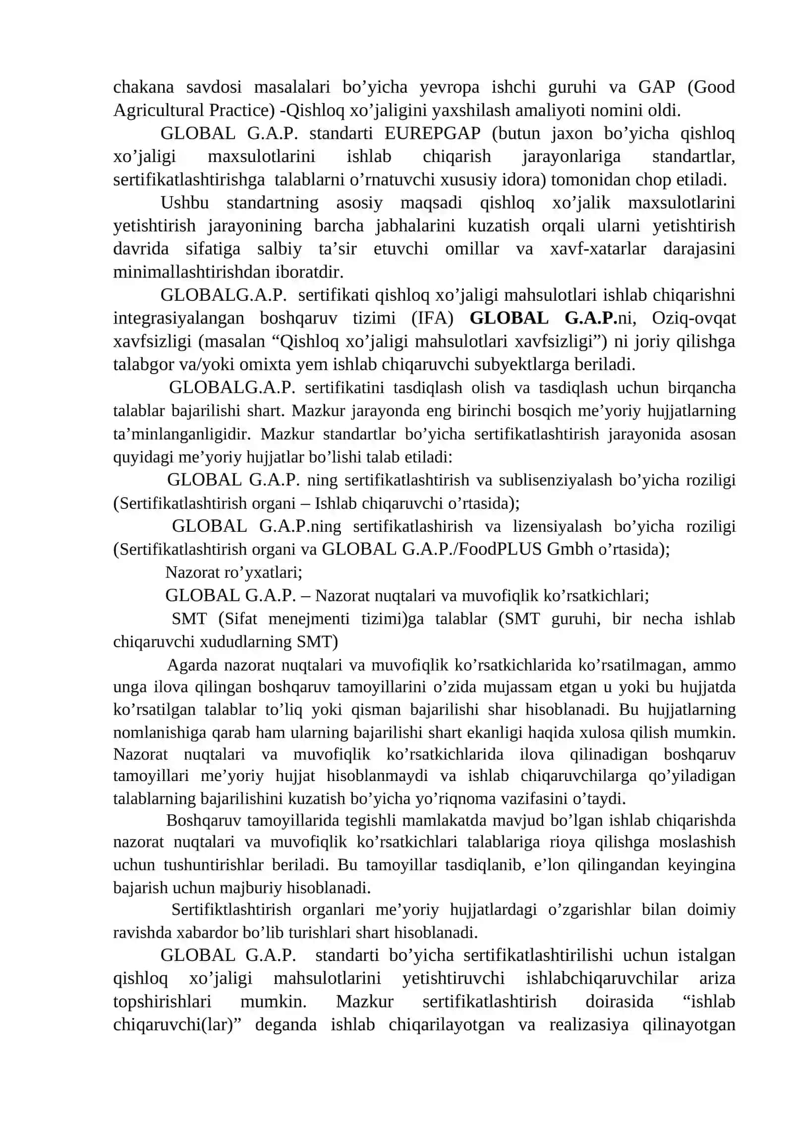 O’zbekistonda GLOBAL GAP standartlarini joriy etishning istiqbollari, HACCP tizimi 3