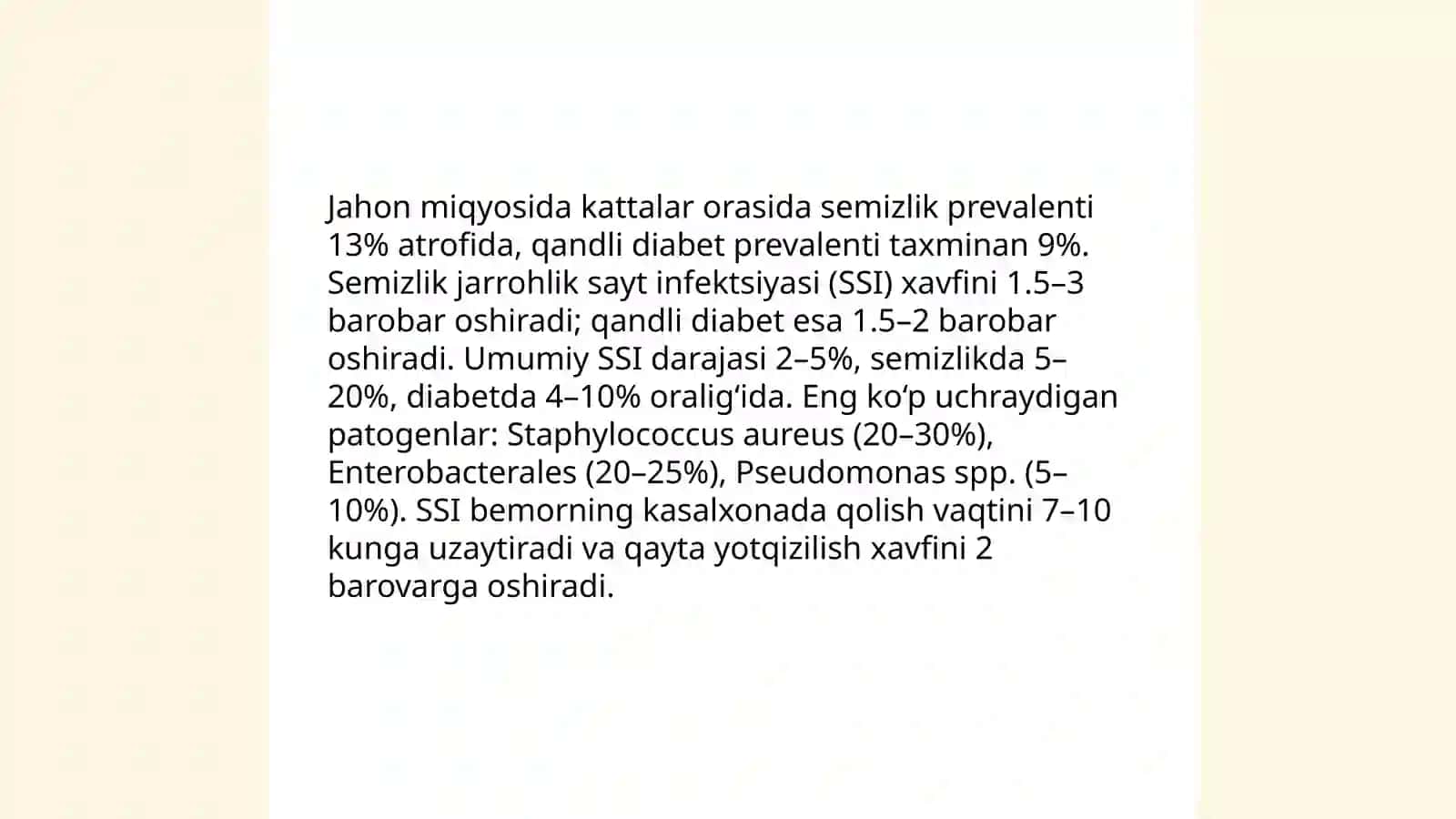 Semizlikda jarrohlik infektsiyani davolash. Oandli diabetda jarrohlik infektsiyani davolash 3