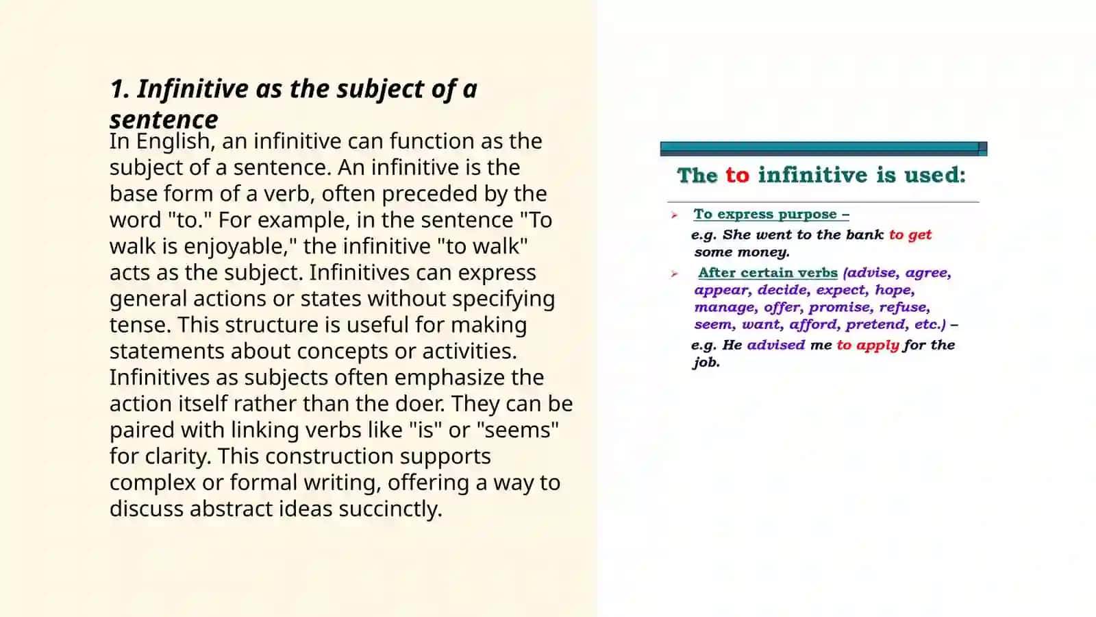 Infinitive as the subject of a sentence 3