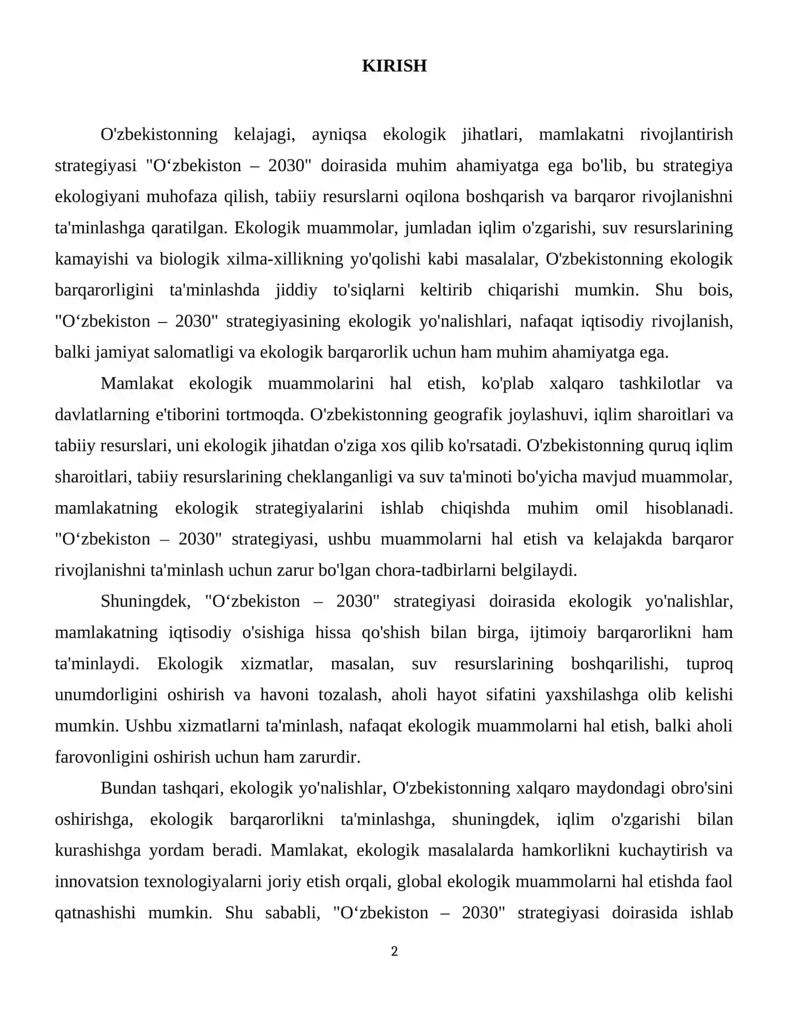 “O‘zbekiston – 2030” strategiyasining ekologik yo‘nalishlariga oid qisqacha tahlil. 3