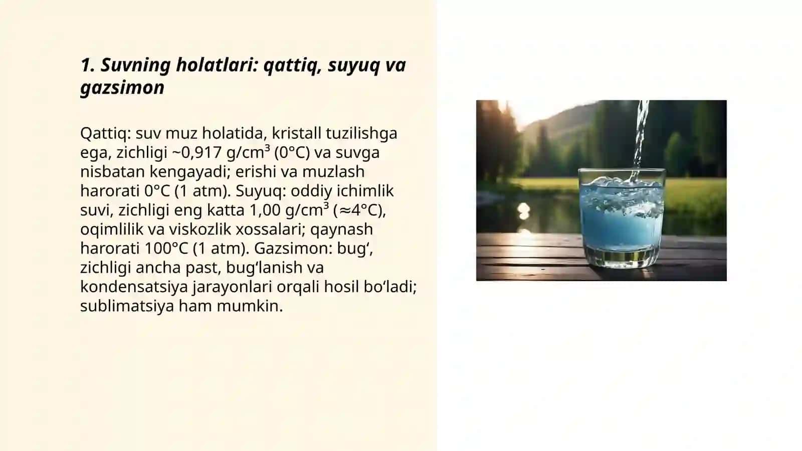 Suvning xossalari 3