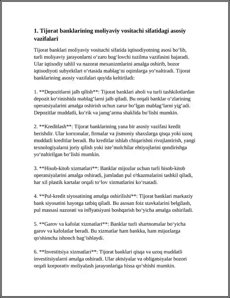 TIJORAT BANKLAR MOLIYAVIY VOSITACHI SIFATIDA 3