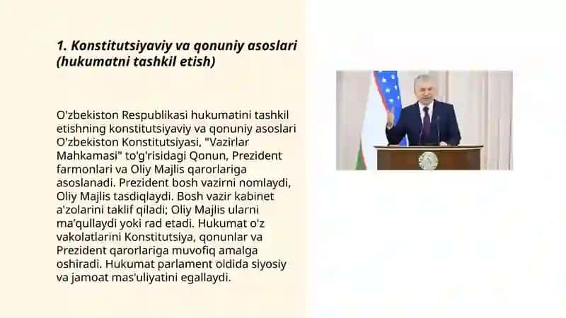 O'zbekiston Respublikasi hukumatini tashkil etish tartibi va uning tarkibi 3