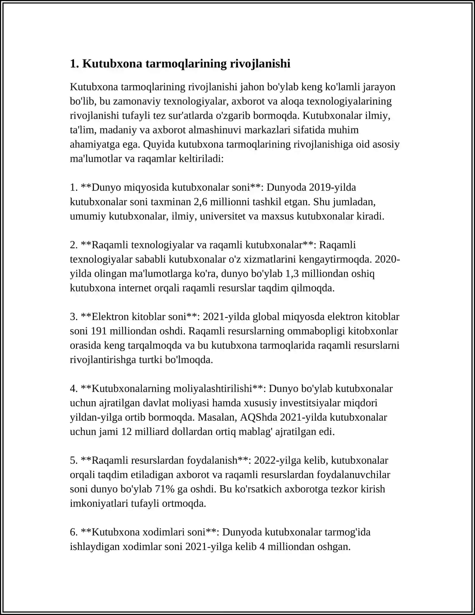 REFERAT KUTUBXONA TARMOQLARI VA TIZIMLARI 3