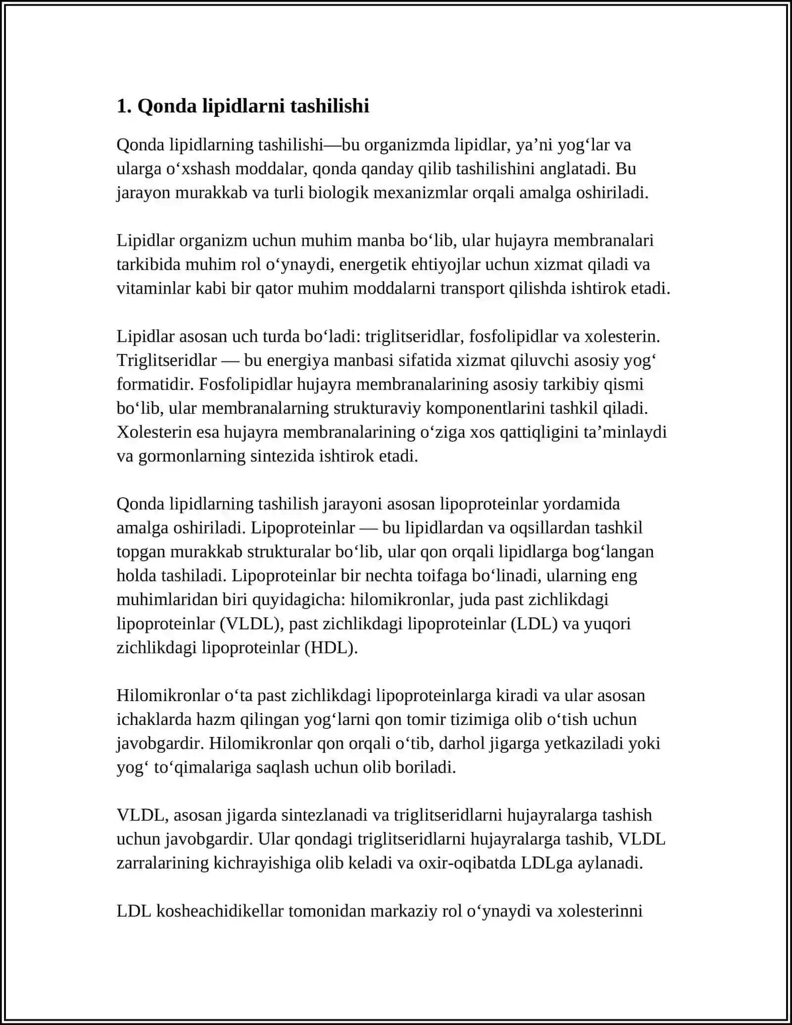 QONDA LIPIDLARNI TASHILISH SHAKLLARI. QON ZARDOBIDA LIPIDLAR FRAKTSIYALARINI ANIQLASH USULLARI 3