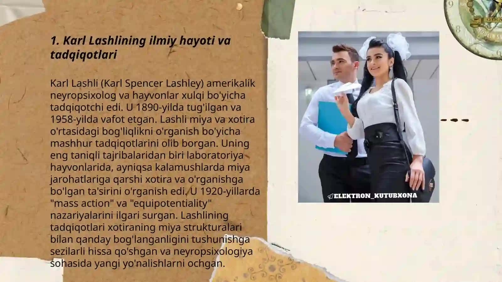 Karl Lashli. Zenchinko Petr Ivanovich. Kamola Farfieva hayoti va psixologiyaga qo'shgan hissalari 3