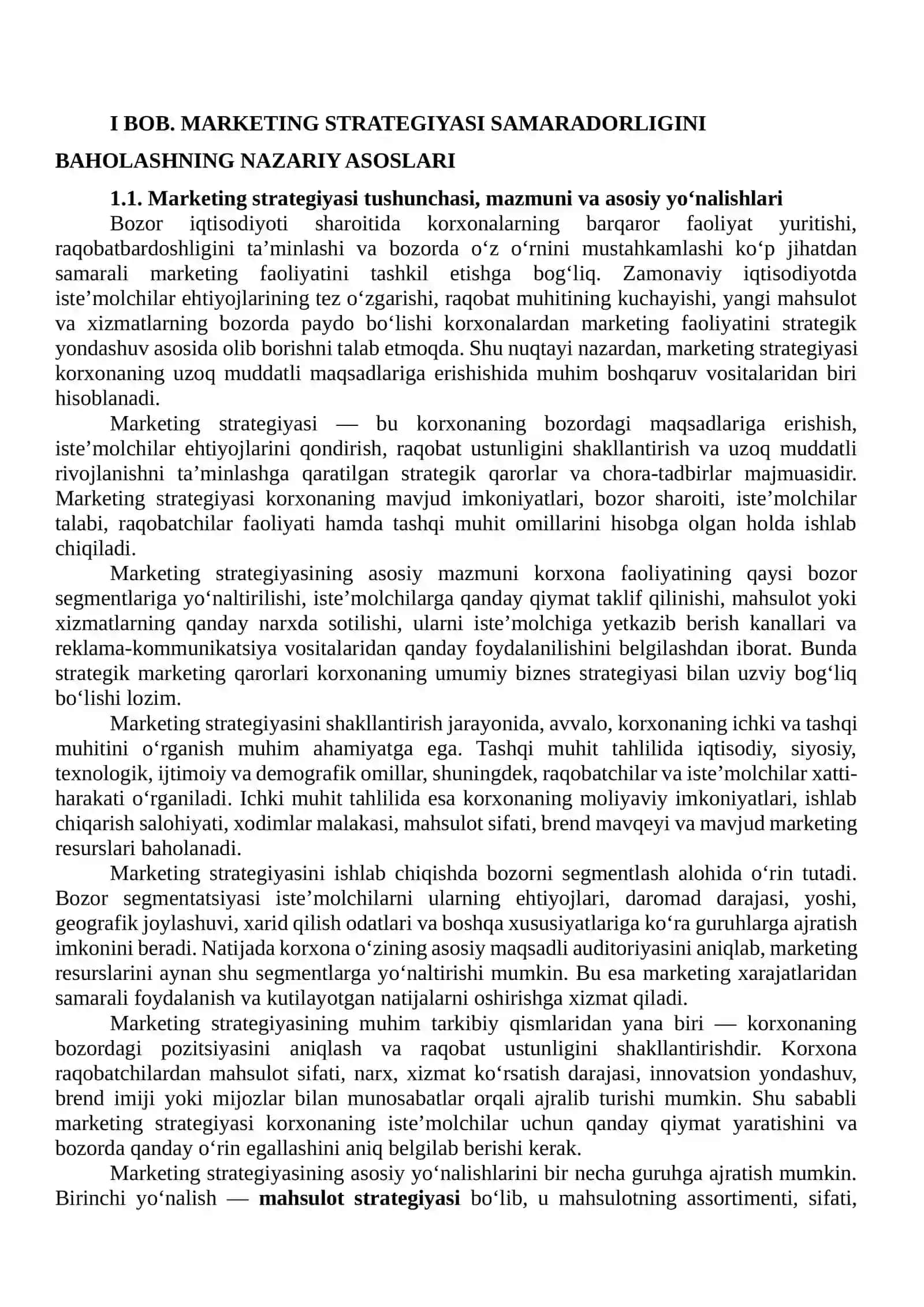 Marketing strategiyasi samaradorligini baholash (IPI va ROI) 3
