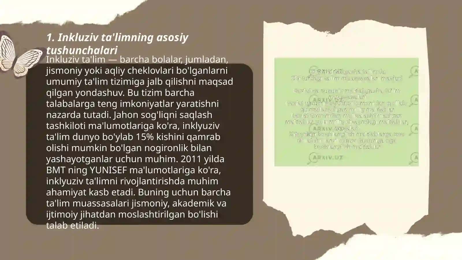 ÓZkebistonda Alohida talim ehtiyojlari bólgan bojalar uchun inklyuziv ta'lim chet wlda alohida ta'lim ehtiyoji bólgan bolalarga inklyuziv talim Abdurahmonov Shohsanam 3
