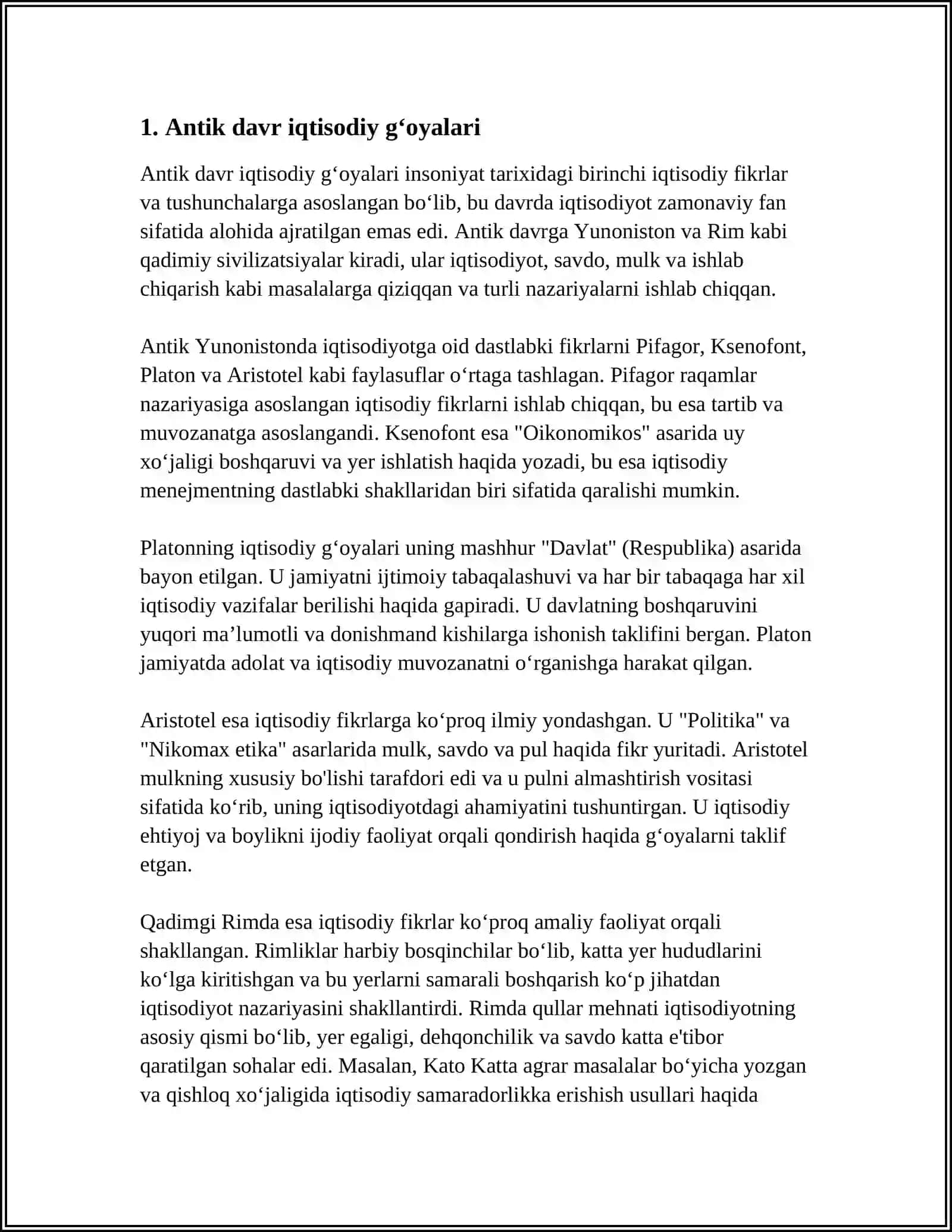 QADIMGI RIMDAGI IQTISODIY GʻOYALAR. XRISTIANLIKNING VUJUDGA KELISHI 3