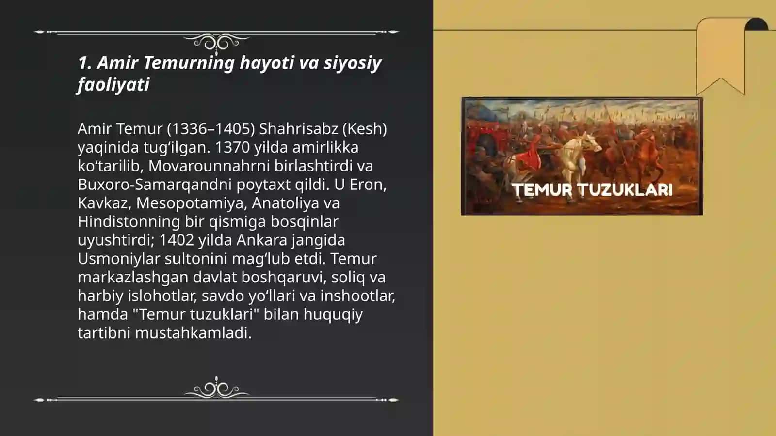 Amir Temur va Temur tuzuklari 3