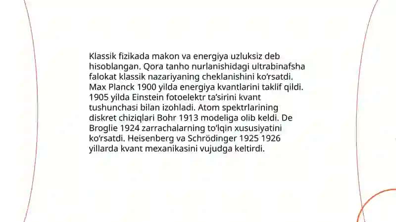 Kvant tushunchalaming yuzaga kelishi, kengayish tarixi 3