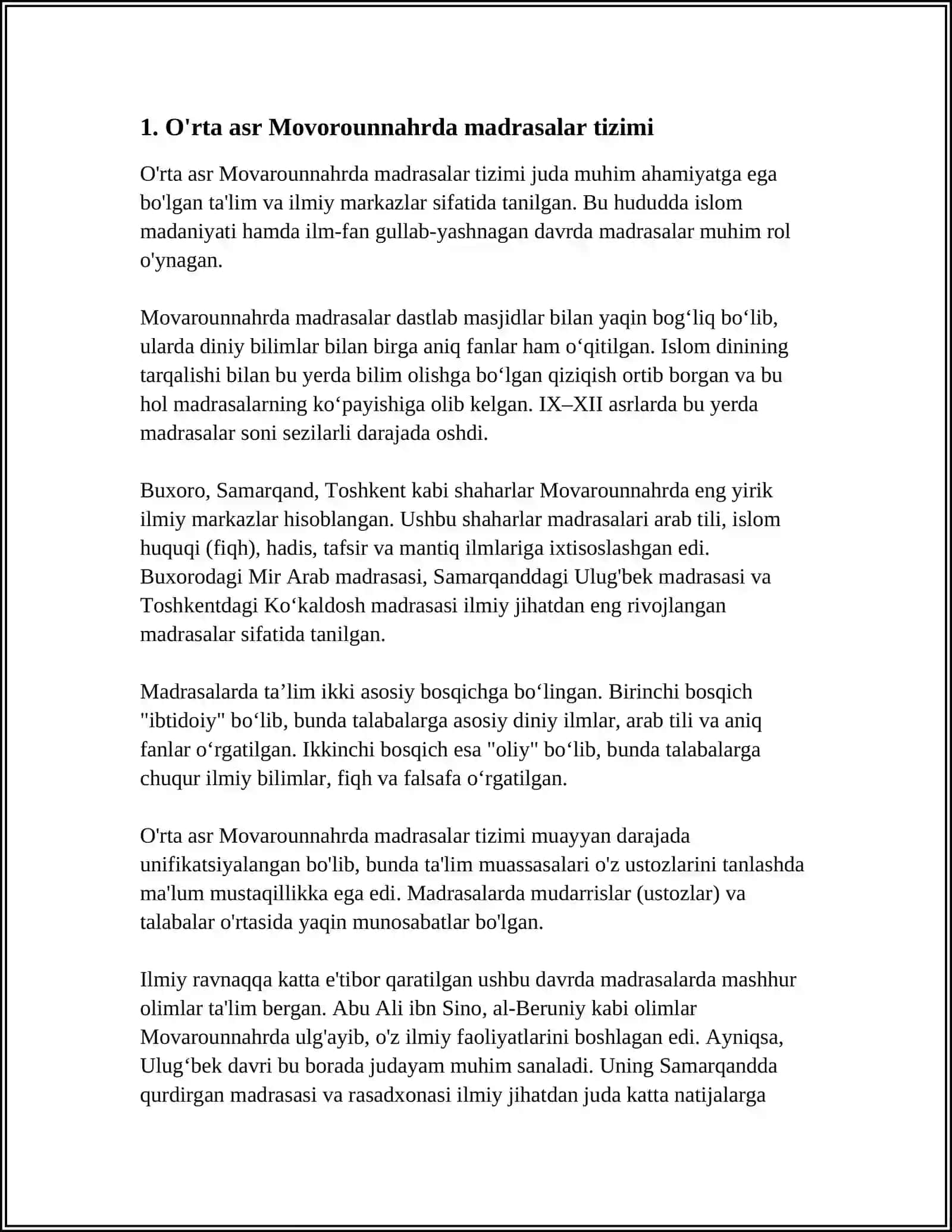 XIV-XVI ASRLARDA MOVOROUNNAHRDA TA'LIM-TARBIYA VA PEDAGOGIK FIKRLAR 3