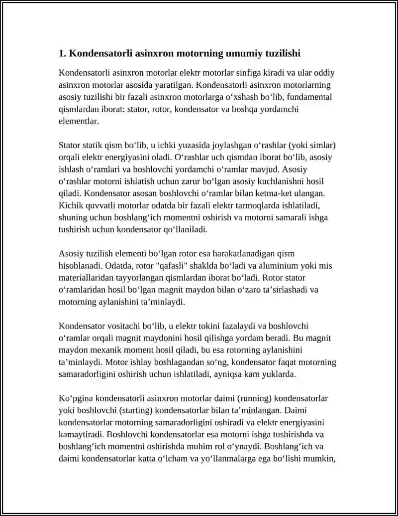 KONDENSATORLI ASINXRON MOTORNING TUZULISHI VA UNING QOʻLLANILISHI 3