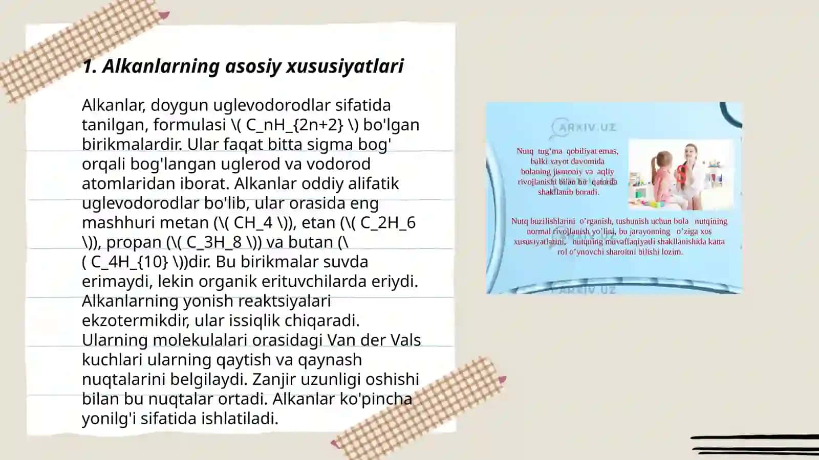 Alkanlar mavzusida taʼlimning tizimlilik va izchillik prinsplarini amalga oshirish boʻyicha 3