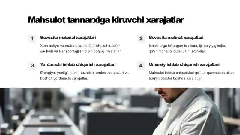 Mahsulot ishlab chiqarish tannarxi hisobi 3